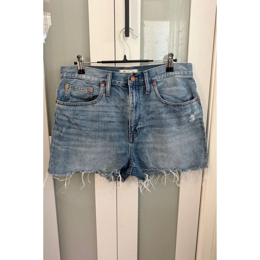 Madewell Dad Jean Shorts Distressed Denim Cut Offs Size 28